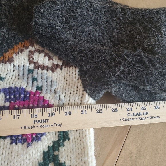 Vintage Kitty Hawk Oversize Sweater size Medium Gray Floral 80s Retro EUC Boho - Picture 10 of 11